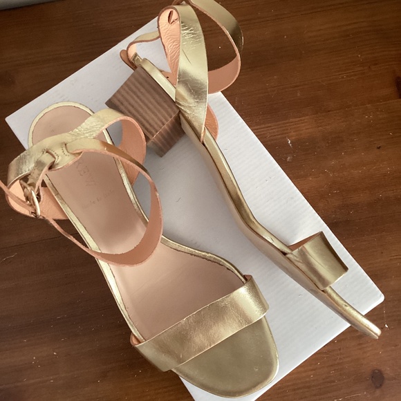 J.crew gold metallic leather ankle strap sandal - Picture 6 of 9